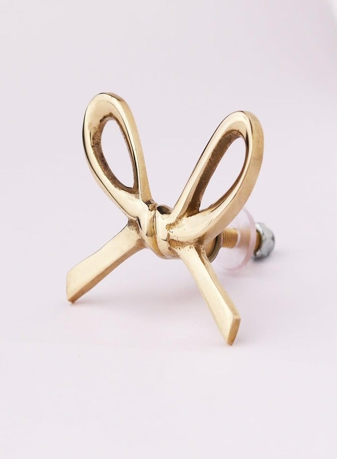 Indian-Shelf IndianShelf 1 Piece Gold Brass Fancy Cabinet Knobs for Door Drawer Dresser Wardrobe Furniture Kitchen Drawer Cupboard Bow Bedroom Pull Knob - Image 1